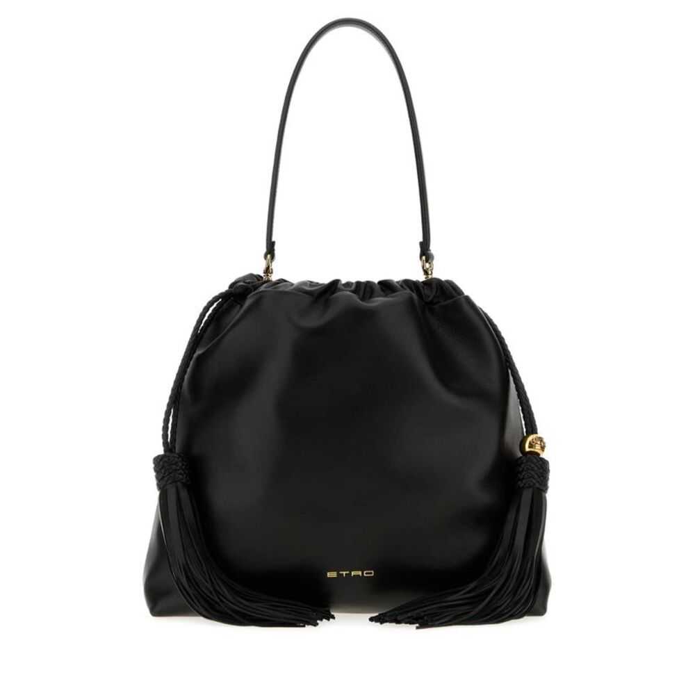 Etro Women Black Leather Medium Kalispera Bucket Bag